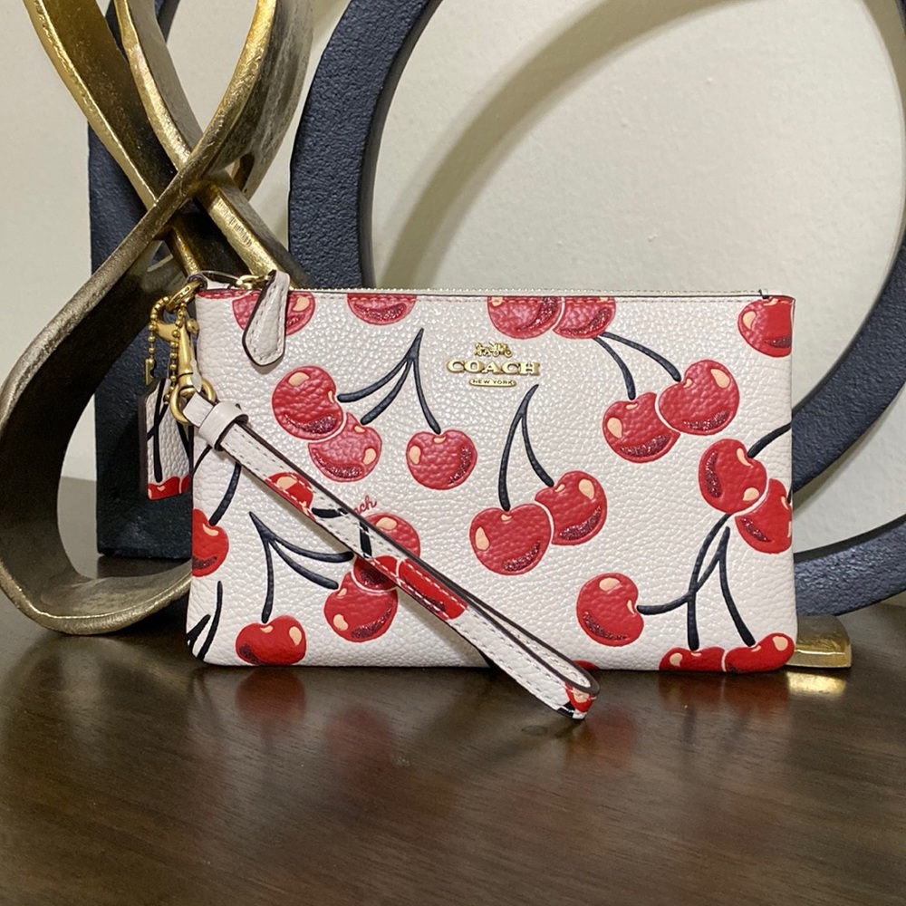 Coach Small Wristlet with Cherry Print